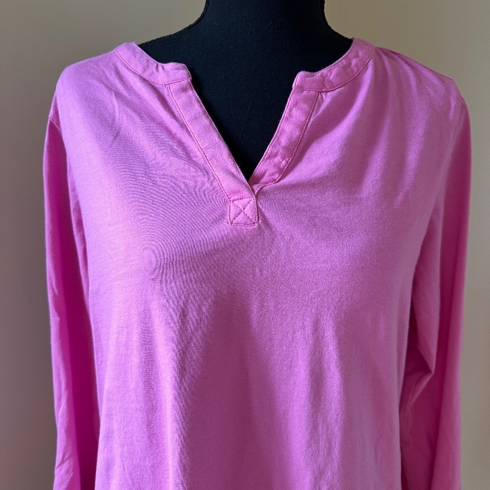 *CHARTER CLUB* Pink V-Neck Long Sleeve Shirt Size Medium - Picture 2 of 7